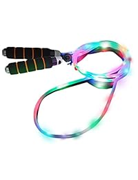 Glovion LED Jump Rope,Light Up Jump Rope Flashing Color Changing Skipping Rope for Light Show,USB Chargeable,Comfortable Foam Handle,Multi Color-Universal Size for Kids&Adults