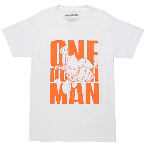 One Punch Man Satiama Adult T-Shirt - White (Large)