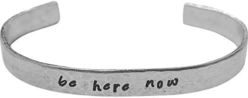 Be Here Now Bracelet Hand Stamped Mantra Yoga Inspirational Intentional Jewelry 1/4" Aluminum