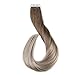 Fshine Tape In Human Hair Extensions 14 Inch Remy Hair Tape In Extensions Balayage Color 8 Ash Brown Fading To Platinum Blonde 60 And 18 Ash Blonde Skin Weft Hair Extensions 20Pcs 50 Gram