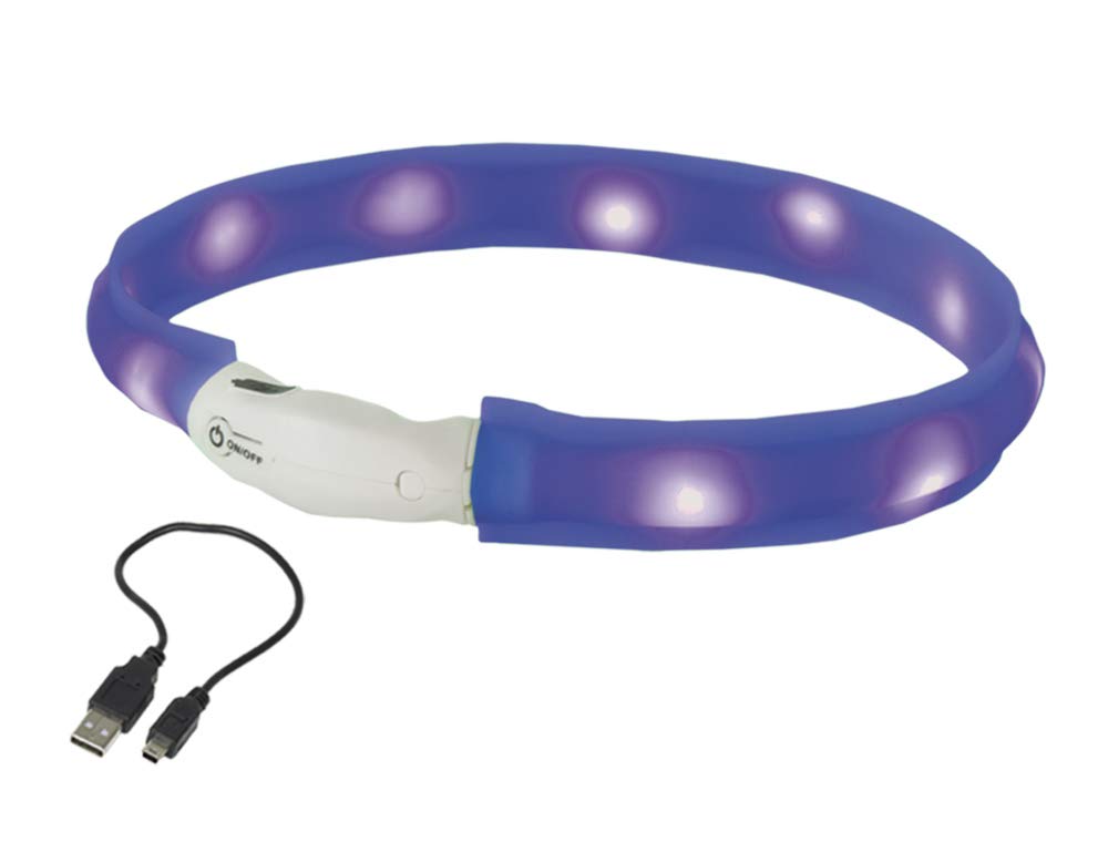 Nobby Starlight LED Safety Light Ribbon Dog Collar Blue 55 cm
