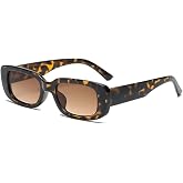 YooThink Rectangle Sunglasses for Women Men Small Narrow Square Frame UV400 Protection