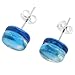 Glass Of Venice Murano Glass Venetian Reflections Round Stud Earrings - Aqua Silver