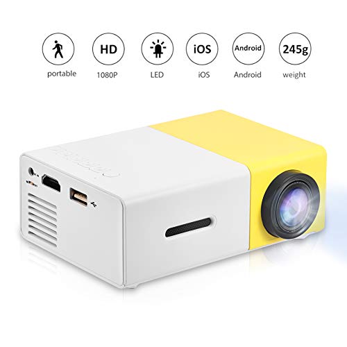 Fosa Mini Projector Portable 1080P LED Projector Home Cinema Theater Indoor/Outdoor Movie projectors Support Laptop PC Smartphone HDMI Input Great Gift Pocket Projector for Party and Camping