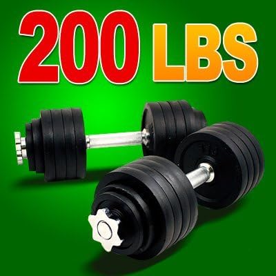 New one pair of 200 Lbs (100lbs x 2pc) adjustable cast Iron dumbbell kit with stainless steel handle by Unipack