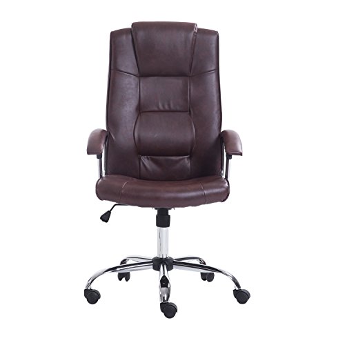 HOMCOM-Poltrona-Sedia-da-Ufficio-Dirigenziale-Sedia-Regolabile-Girevole-62-x-68-x-115-123cm-Marrone
