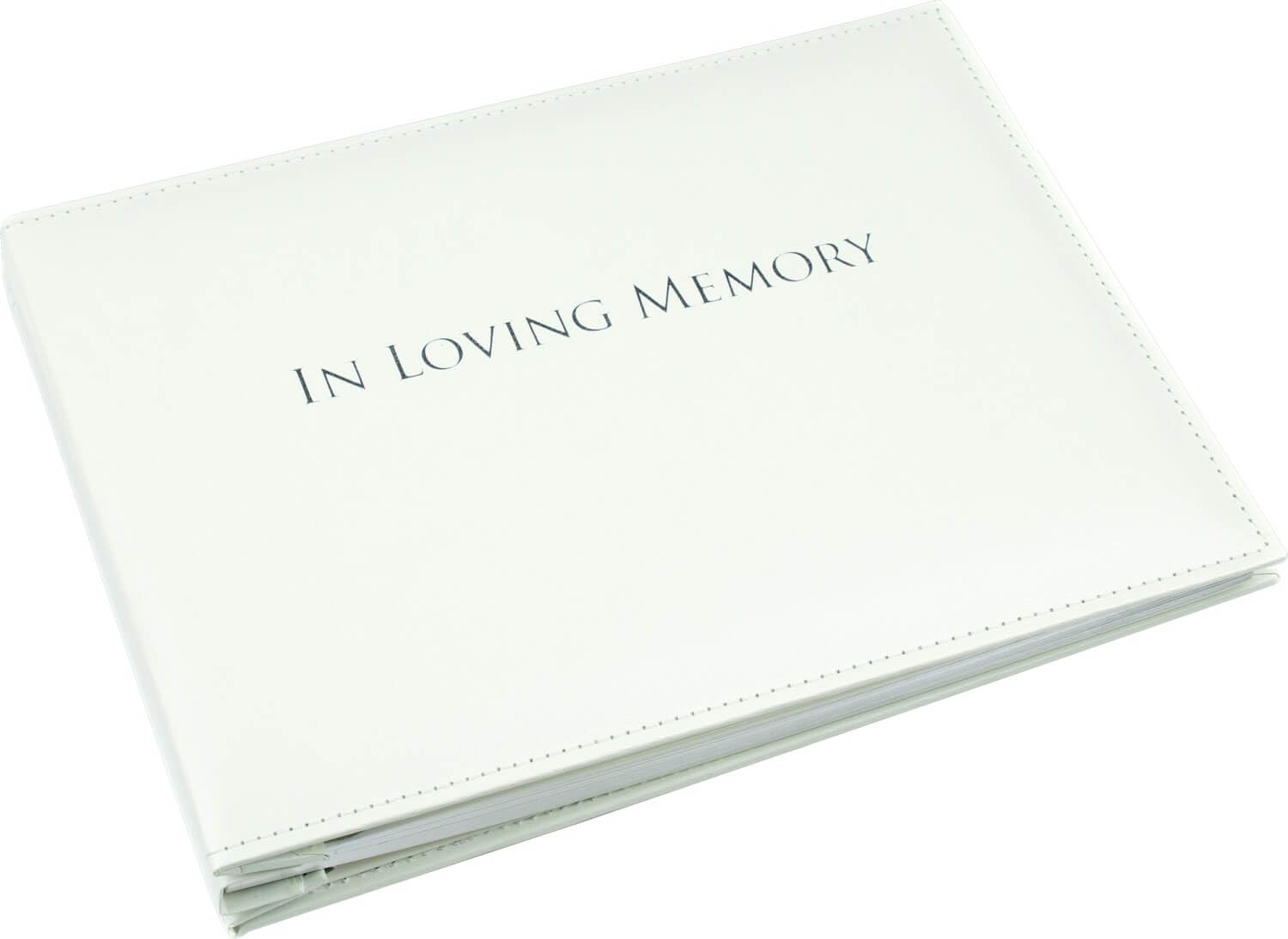 in Loving Memory Condolence Book - 50 Loose Leaf Pages with Silver Gilt Edges & Storage Box - Memorial Guest Book with 750 Message Lines & Keepsake Pocket - for Funeral Services (White, 265x195mm)
