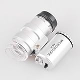 45X Magnifying Mini Pocket Microscope Magnifier Led Lights Jeweler Loupe