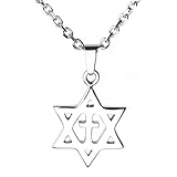 JOVIVI Mens Stainless Steel Star of David with Cross Pendant Necklace, Silver Color, 24 inch Chain