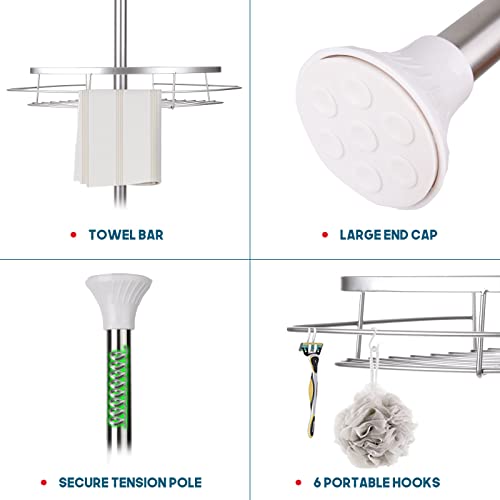 Rosefray Shower Caddy Tension Pole, 304 Stainless Steel Corner Shower