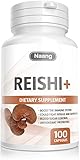 Reishi Mushroom Extract 500 mg 100 Capsules Organic - Healthy Immune, Cardiovascular & Brain Function Support - Energy & Mood Supplement - All Natural, Non-GMO, Gluten Free