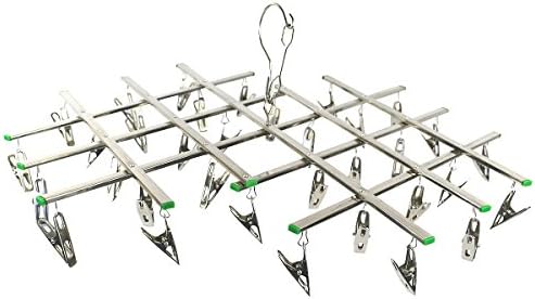 GES NET Stainless Steel Swivel Hook 34 Clips Underwear Socks Towels/Diapers Gloves Drying Rack Clothes Hanger (34 Clip)