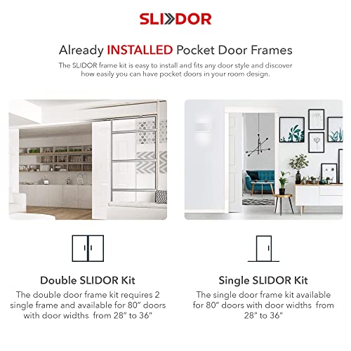 SLIDOR Pocket Door Frame Kit Hardware System For Sliding Hidden Doors