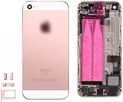 for iPhone SE Full Housing Assembly Rear Housing With logo Back Metal Cover Case Battery Door Complete Full Assembly with Small Parts Replacement (Rose gold)