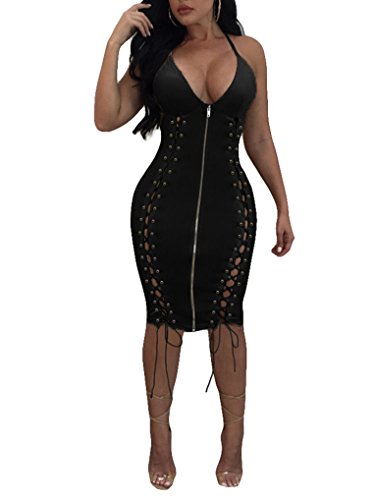 Oluolin Womens Sexy Straplesss Pu Leather Bodysuit Lingerie Zipper