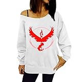 Kriscate Women's Casual Pokemon Go Print Off Shoulder Hoody Sweater Sweatshirt