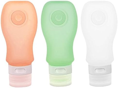 Travel Inspira Silicone Toiletry Travel Bottles Carry on Containers Set BPA Free for Cosmetics 3 Oz / 89 Ml (3oz, Orange/green/clear)