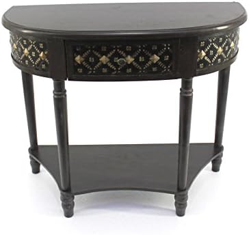 HomeRoots Furniture Vintage Half-moon Console Table with 1 Drawer
