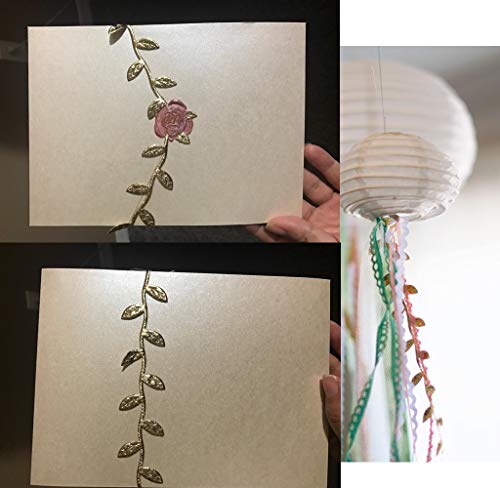 levylisa 21.8 Yards Golden Leaf Trim Leaves Ribbon Metallic Trim Wedding Hair Band Making,Gold Leaves Ribbon Trim for Wedding, Crafting, Scrapbooking, Card Making, Embellishment Christmas Wreath Part