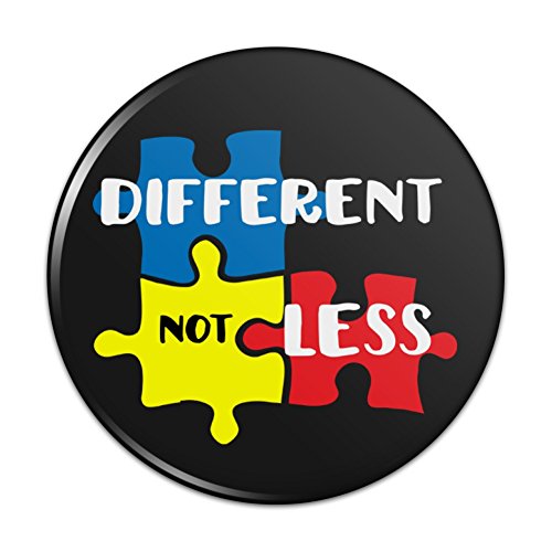 Different Not Less Autism Puzzle Pieces Pinback Button Pin Badge - 1