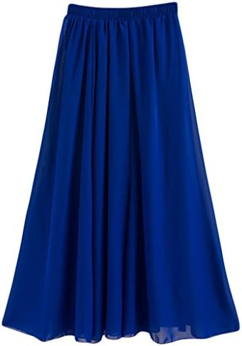 Beauty Girl Women Pure Color Stretched Waist Chiffon Long Skirts Flowy Half Dress