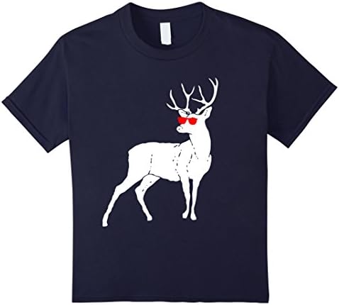 Kids Reindeer Wears His Sunglasses At Night Tshirt 12 Navy