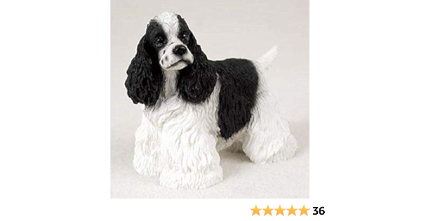 Amazon Com Cocker Spaniel Perro Blanco Y Negro Parti Nueva Figura De Stands Resina Df15e Por Conversacion Conceptos Hogar Y Cocina