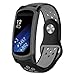 Auswaur Compatible Gear Fit 2 Band/Fit 2 Pro Band, Soft Silicone Watch Band Fitness Wristband Sport Replacement Strap for Gear Fit 2 Pro SM-R365 & Fit 2 SM-R360 Smartwatch (Black/Grey)