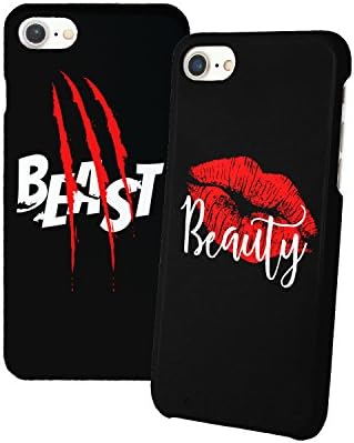 Red Lips Beauty Beast Matching Iphone Protective Hard PC Case Cover For Couples Best Friends In Relationship Anniversary Gift Present BFF Bae For Iphone 6 6s 7 7plus 8 X 3D Print