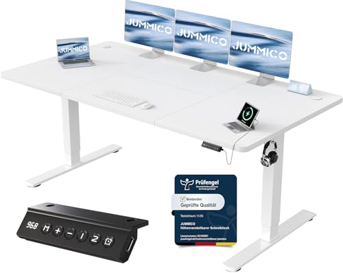 JUMMICO Höhenverstellbarer Schreibtisch mit USB-Ladeanschluss,Schreibtisch Höhenverstellbar Elektrisch 180 x 80 cm, Steh-Sitz Tisch Stehpult Verstellb