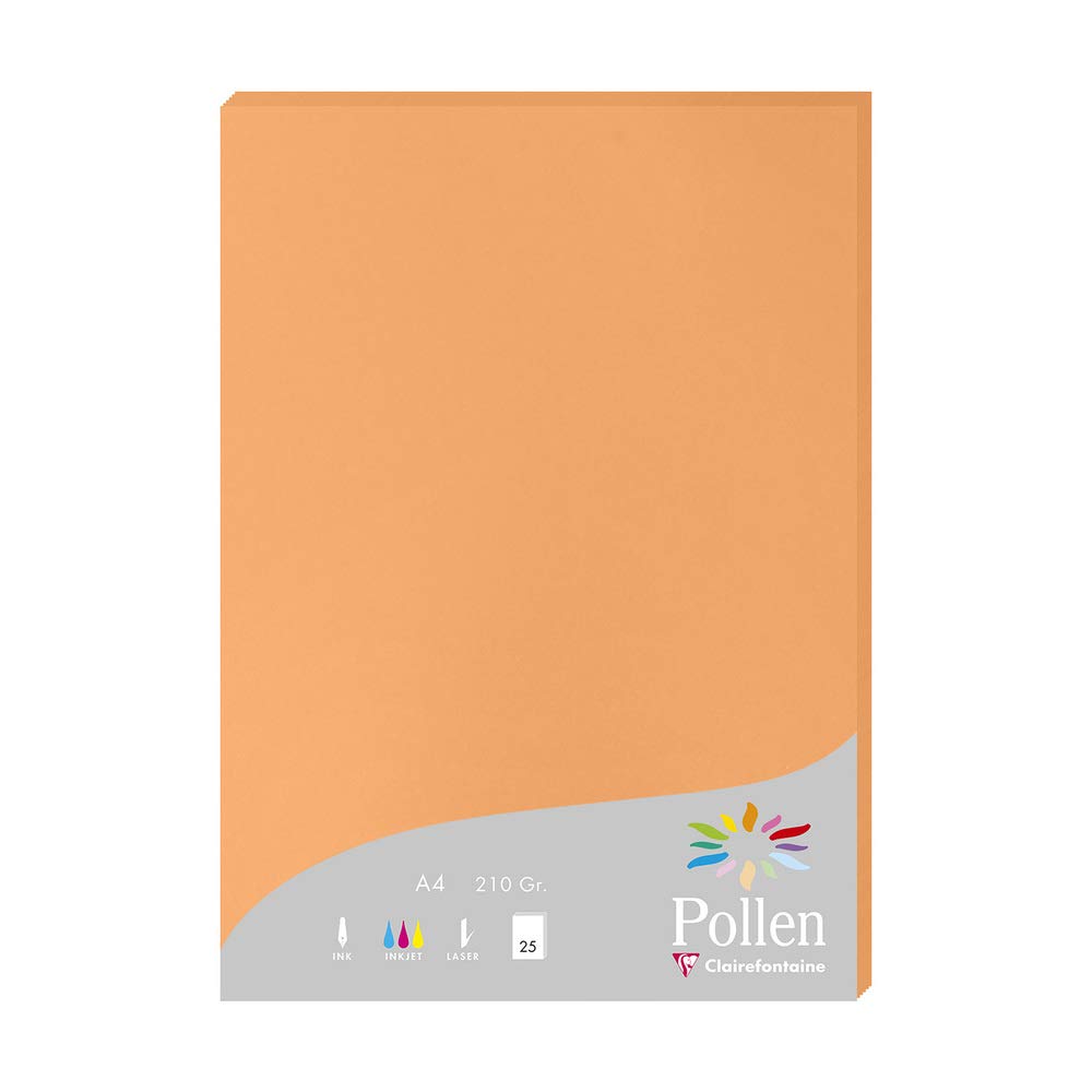 Clairefontaine 24208C Wallet of 25 Sheets Format A4 (21x29,7cm) 210gsm colour Orange Invitation Paper Events Correspondence Pollen Range Premium Smooth Paper