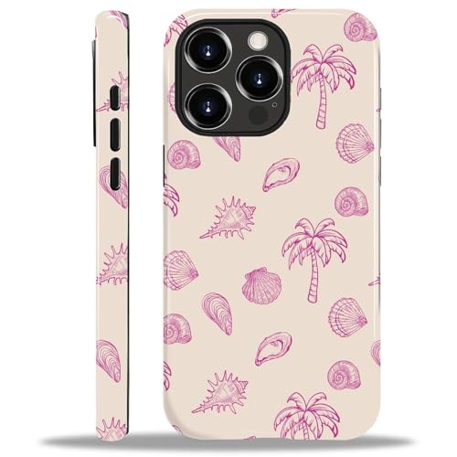artslion for iPhone 14 Pro Case for Women Girl Men Boy, Compatible with MagSafe, Shockproof Soft Silicone & Hard PC Shell Protective Case for iPhone 14 Pro - Pink Seashells and Palm Trees at Amazon