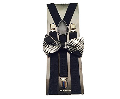 Adult Suspenders Black Unisex Bow tie Suspender Sets