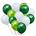 50 Pcs 12inch Green and White Balloons,3 Color White Light Green Balloons and Dark Green Balloons for Birthday Wedding Party Spring Decorations