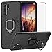 BestAlice for Huawei P30 Pro Case, Hybrid Heavy Duty Protection Shockproof Defender Kickstand Armor Cover [ Full Coverage ] Tempered Glass Screen Protector，Black