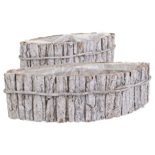 Centro de mesa de madera marron set 2 pzas