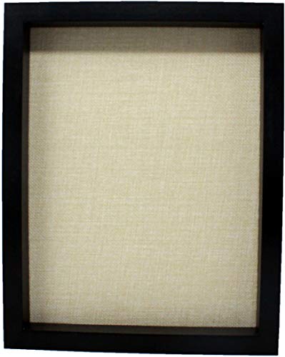 8.5x11 Black Gallery Display Shadow Box Frame with Linen Background - Includes Attached Hanging Hardware - Display Pictures, Trinkets, Tickets, Memories, and More!