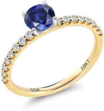 0 カラット 合成サファイア 指輪 リング レディース 合成ダイヤモンド 18金 ツートンゴールド K18
