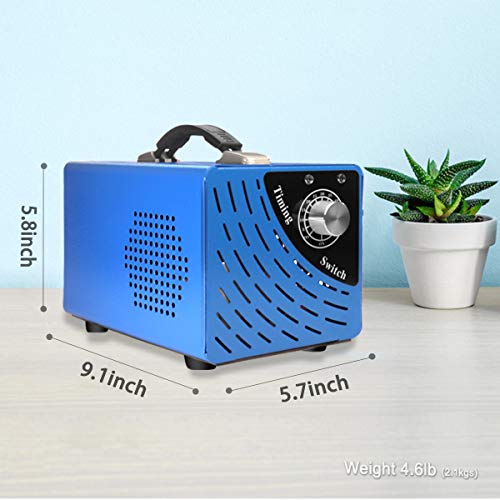 Commercial 10,000mg Ozone Generator, Elementa Mini Ozoner Air Purifier Ionizer O3 Machine for Deodorization Sterilizer, RV/Basement/Bathroom/Car/Pet\'s Room/Refrigerator Odor Remove Ozonator (BLUE)