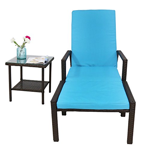 Kinbor 2PCS Outdoor/Indoor Patio Adjustable Brown PE Wicker Pool Garden