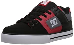 DC Men's Pure Skate Shoe, Black/Athletic Red, 13 M US