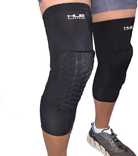 Padded Compression Knee Sleeves with HyperHex Technology (One Pair, Black) Kids and Adult Sizes-Ships with a FREE SPORT SACKPACK (Youth Medium)