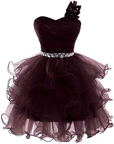 Lilibridal Short Prom Dresses Beaded Puffy One Shoulder Homecoming Pageant Fomal Evening Ball Gowns 083…