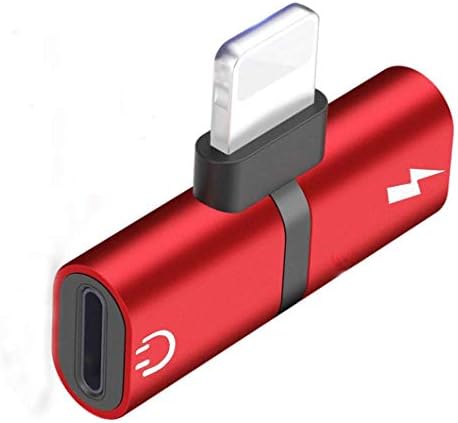 Hamdol Headphone Adapter for iPhone X/XS/XS MAX/XR/8/ 8Plus/ 7/7 Plus Headset Adaptor Splitter Earphone Connector Convertor 2 in 1 Accessories Car Charger, Quick Charge Fast Car Adapter, Red