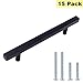 Black Cabinet Pulls Cabinet Knobs Black 4 inch Hole Centers - Peaha PHJ22BK Black Dresser Drawer Pulls Square 6-2/5 in Length 15 Pack