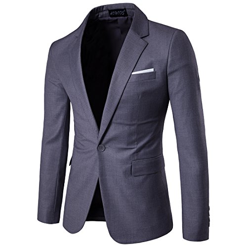 Cloudstyle Men s Suit Jacket One Button Slim Fit Sport Coat Business Daily Blazer,Dark Grey,Large