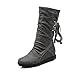 Blivener Women's Winter Back Lace Up Boot Mid Calf Snow Boots Grey US 8.5