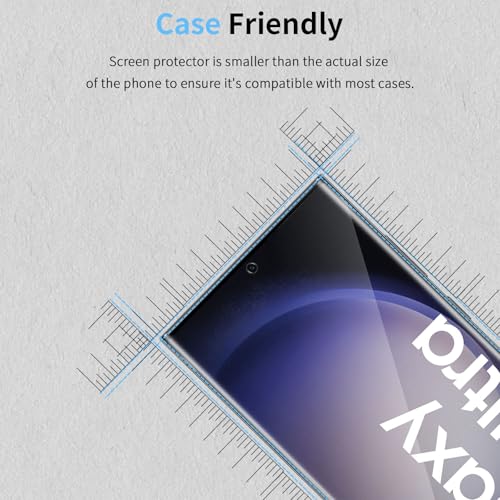 HidWee Privacy Screen Protector for Samsung Galaxy S23 Ultra 5G, 2 Pieces 3D Tempered Glass Anti-Spy 9H Hardness, Bubble-Free Anti-Spy Tempered Glass Friendly for Case
