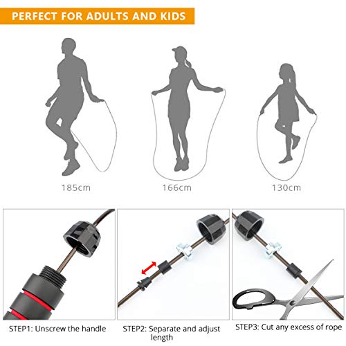 YeeSite-Skipping-Rope-Ball-Bearings-Tangle-Free-Jump-Rope-with-Memory-Foam-Handles-Adjustable-Jumping-Rope-for-Aerobic-Exercise-Fitness-Gym-Strength-Training-2-Pack