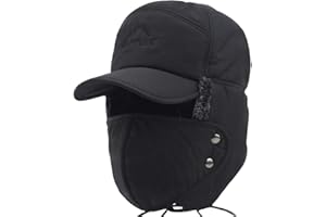 Greenery-GRE Winter 3 in 1 Thermal Fur Lined Trapper Bomber Hat with Ear Flap Full Face Mask Windproof Baseball Ski Cap